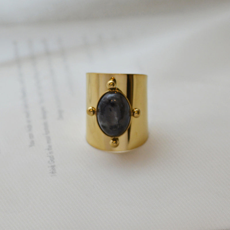 Beloved Natural Stone Ring - Black Color