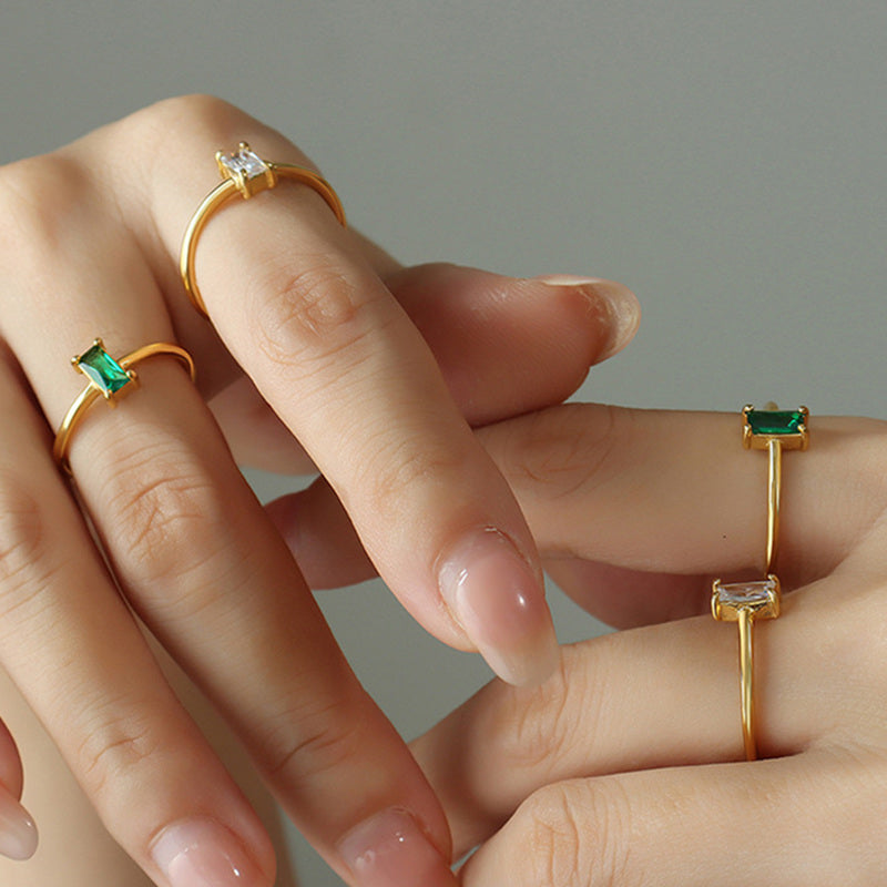 Cubic zirconia sales emerald rings