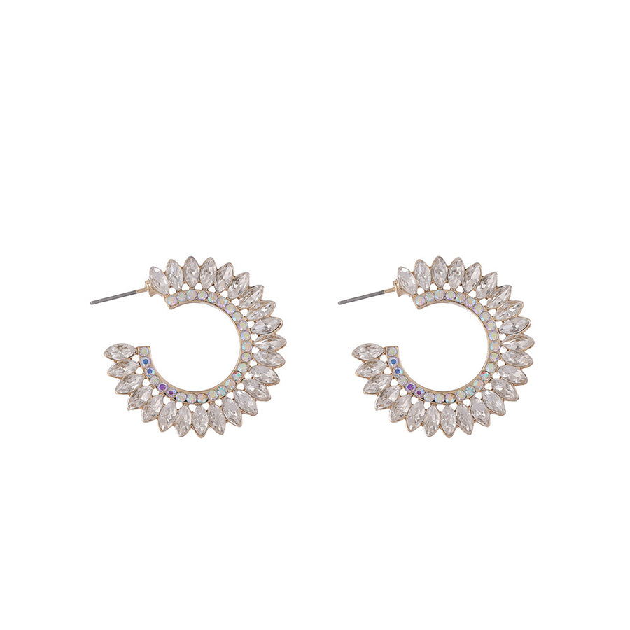 Samantha Baguette Shiny Round Plated Rhinestone Earrings