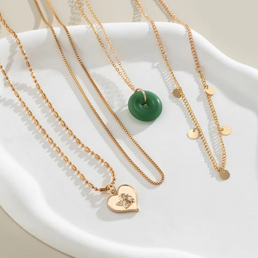 Green Spinx Splendor: Layered Elegance Necklace