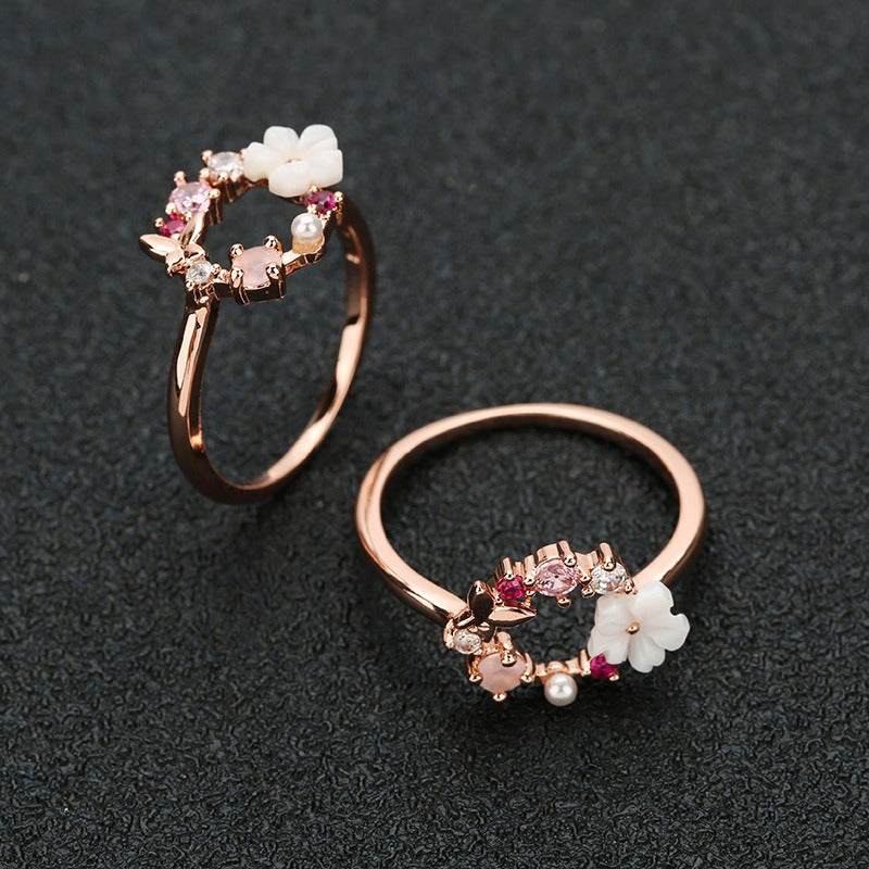 Gold Flower Sparkling Garden Ring