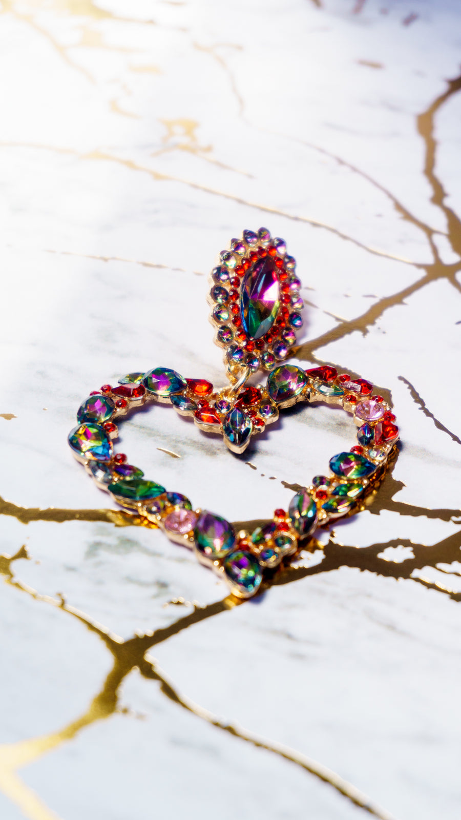 LIMITED EDITION MARBLE Sequin Heart Earrings