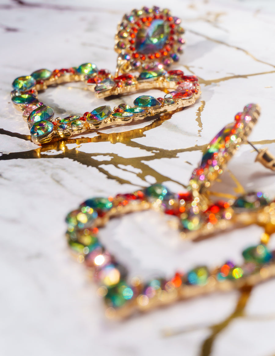 LIMITED EDITION MARBLE Sequin Heart Earrings