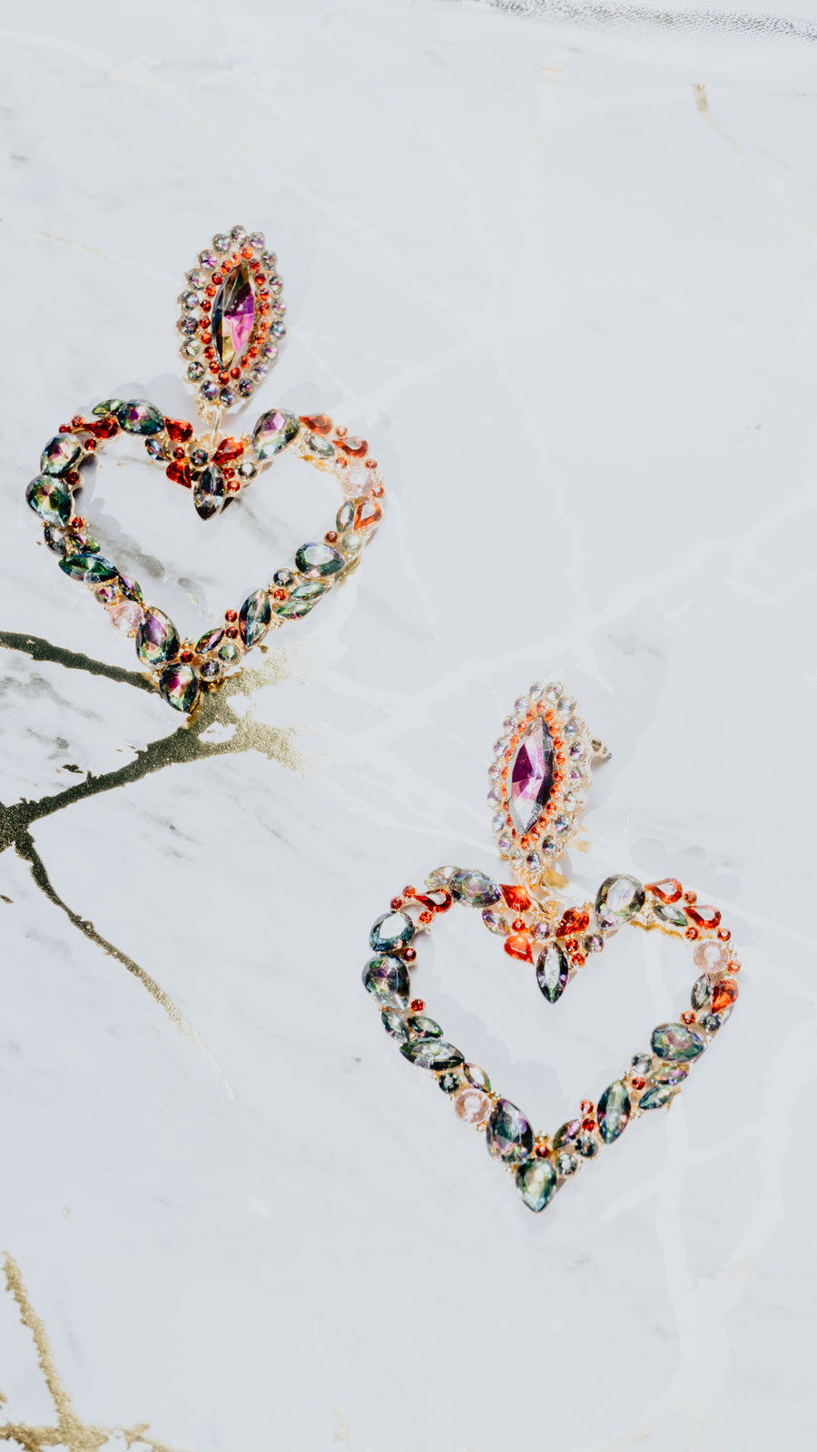 LIMITED EDITION MARBLE Sequin Heart Earrings