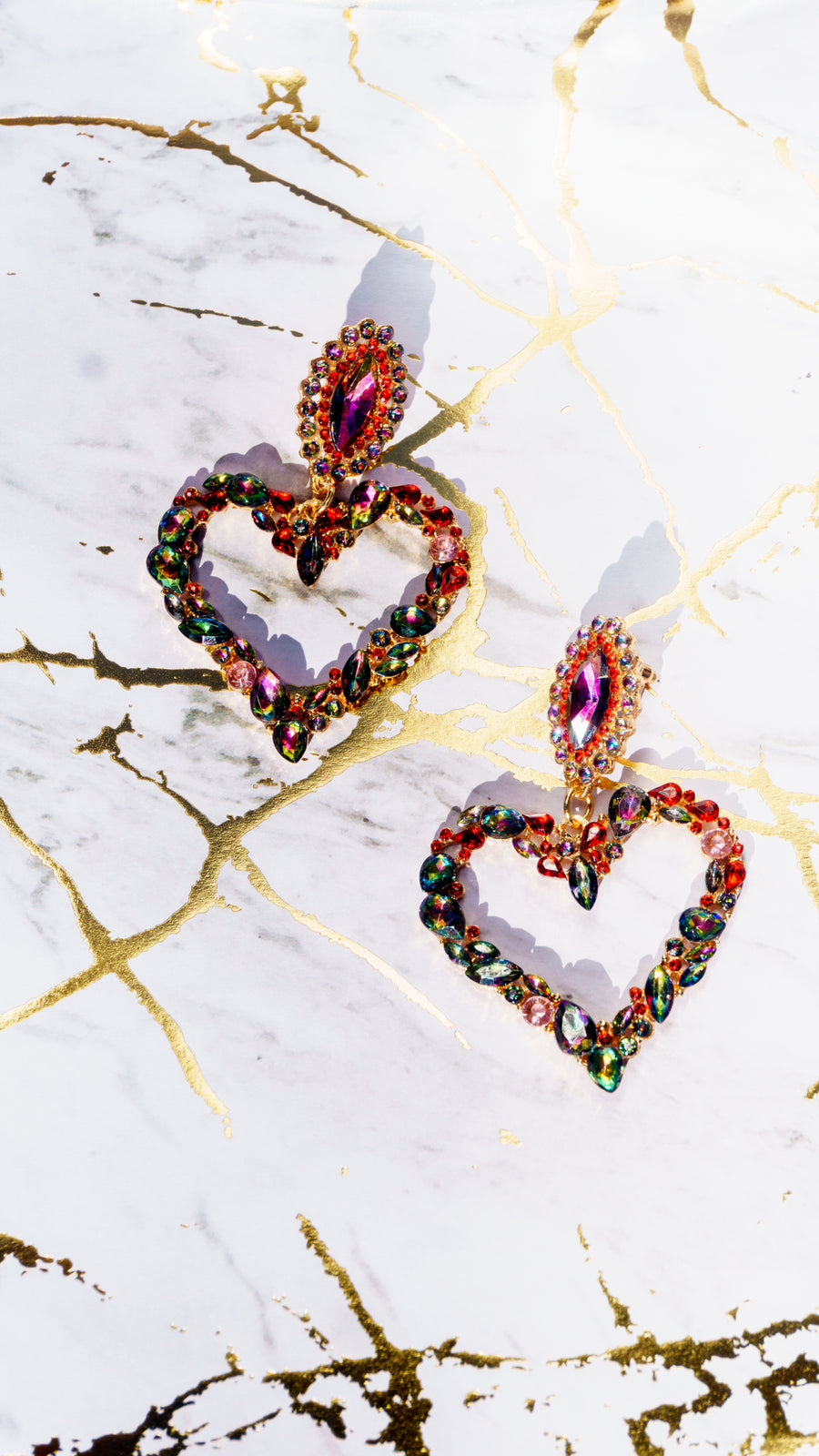 LIMITED EDITION MARBLE Sequin Heart Earrings
