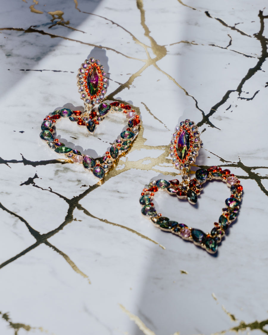 LIMITED EDITION MARBLE Sequin Heart Earrings