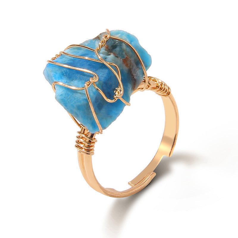 Life of Istanbul night moon Crystal ring - Ocean Blue Color