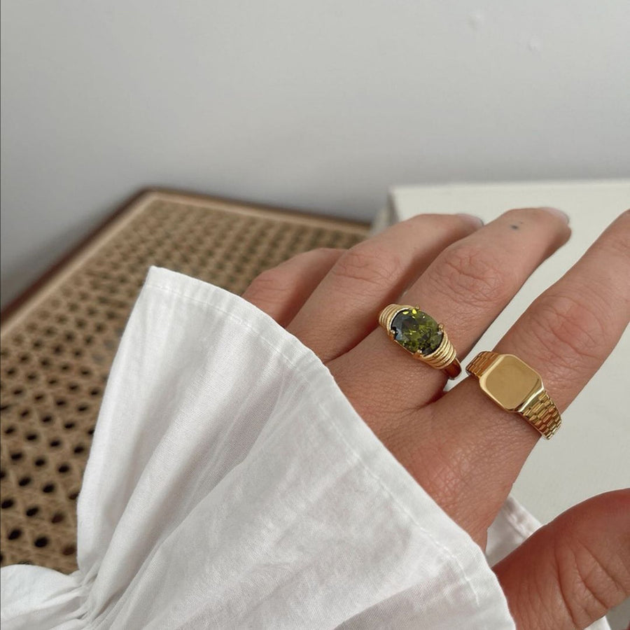 Santa Monica Beautiful Sea Zircon Stone Natural Crystal Ring