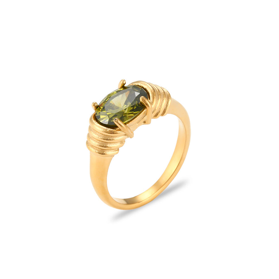 Santa Monica Beautiful Sea Zircon Stone Natural Crystal Ring