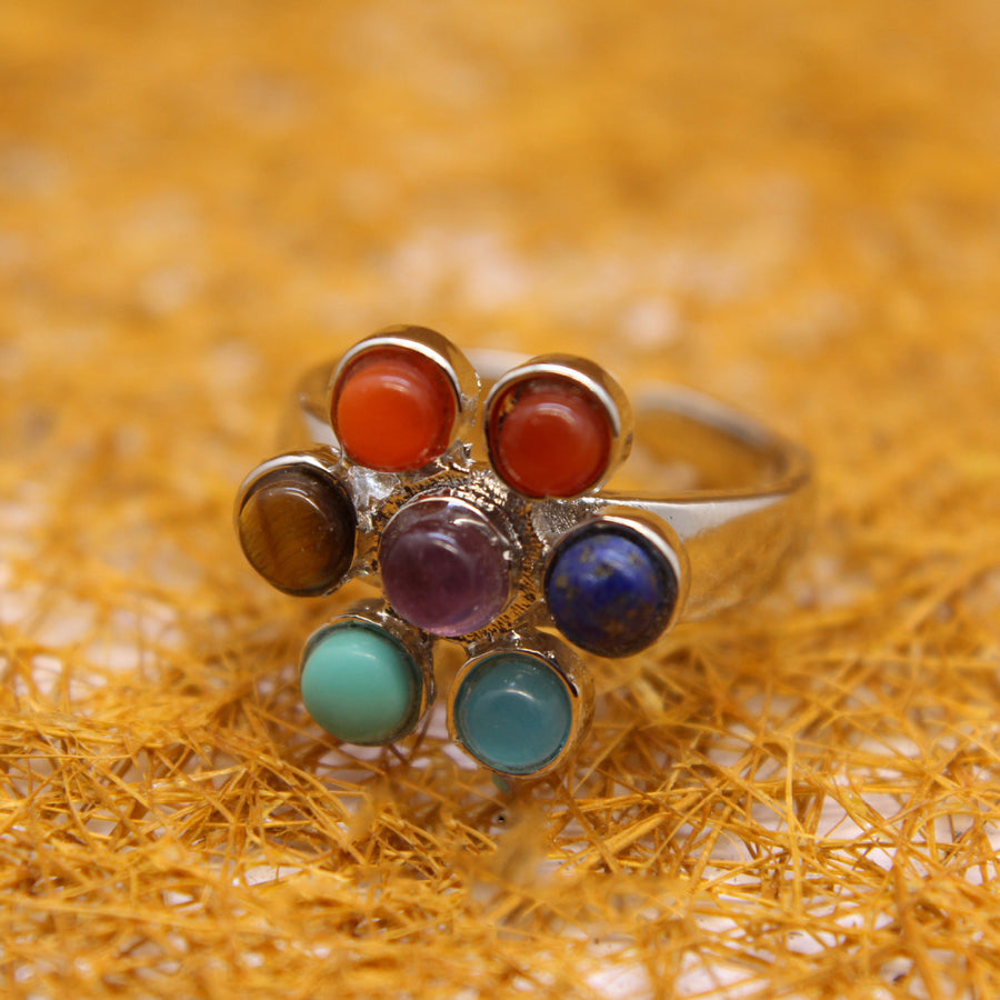Vintage Healing Function Cabochon Stone Natural Crystal Ring