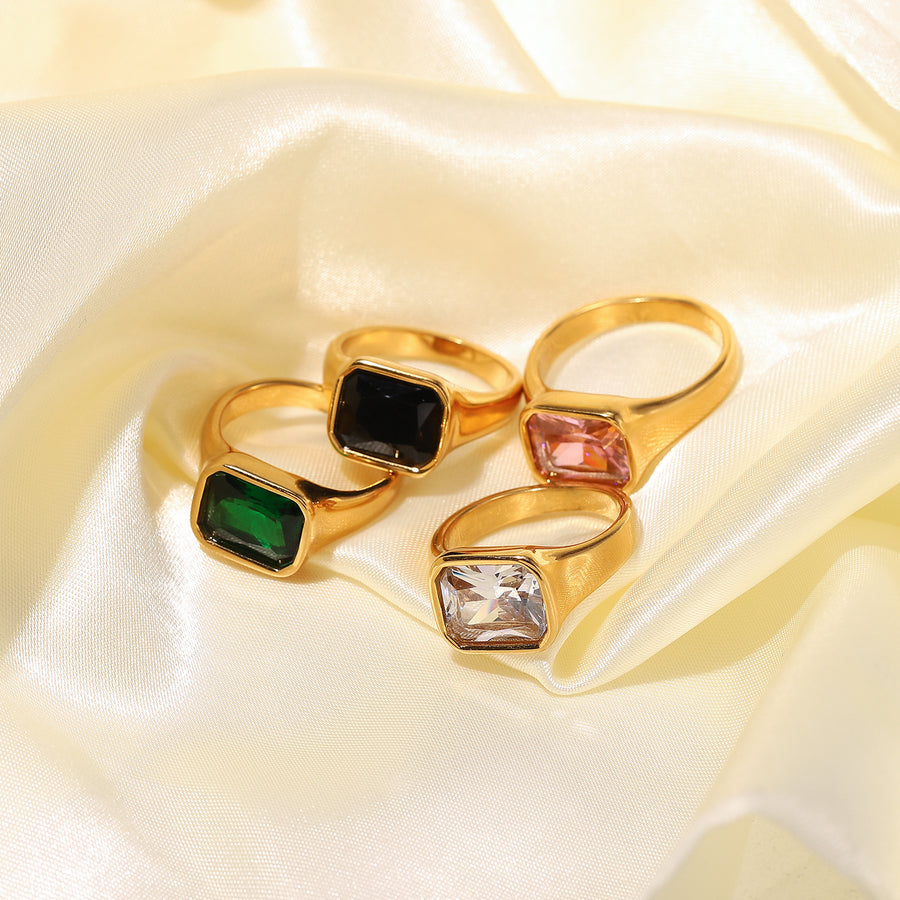 Happiness Square Zircon Ring