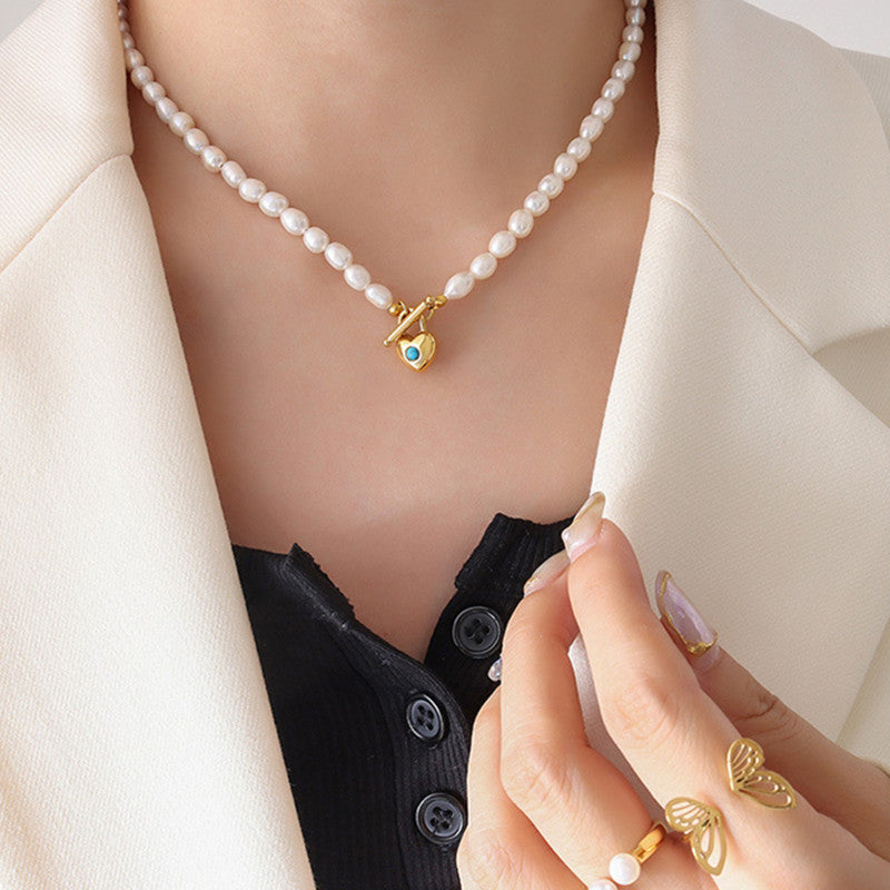 Plated Calaite Heart Pendant Necklace