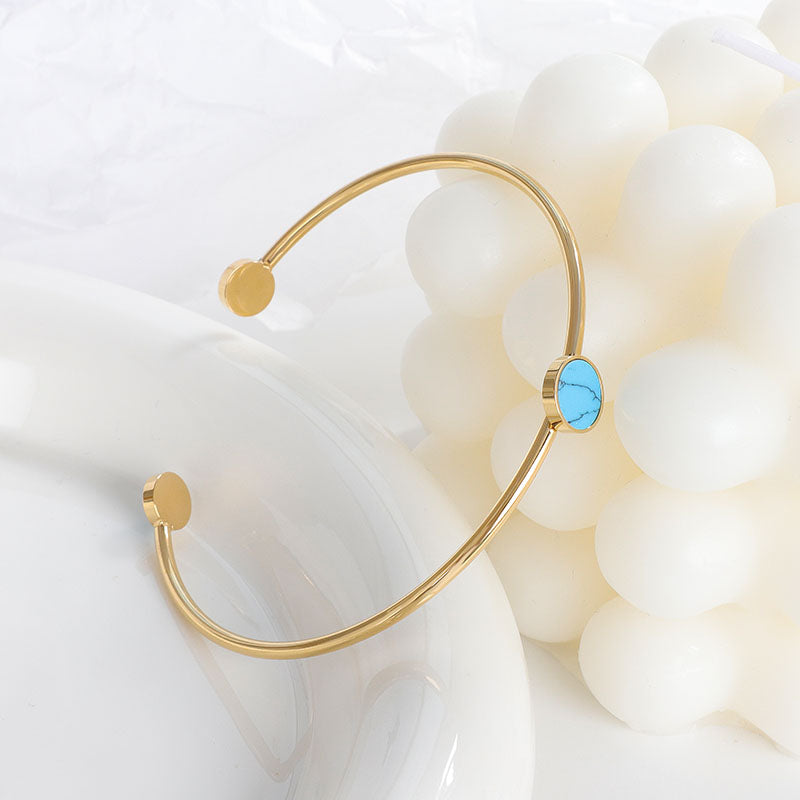 Natural Healer Blue Sea Natural Stone Cuff Bracelet