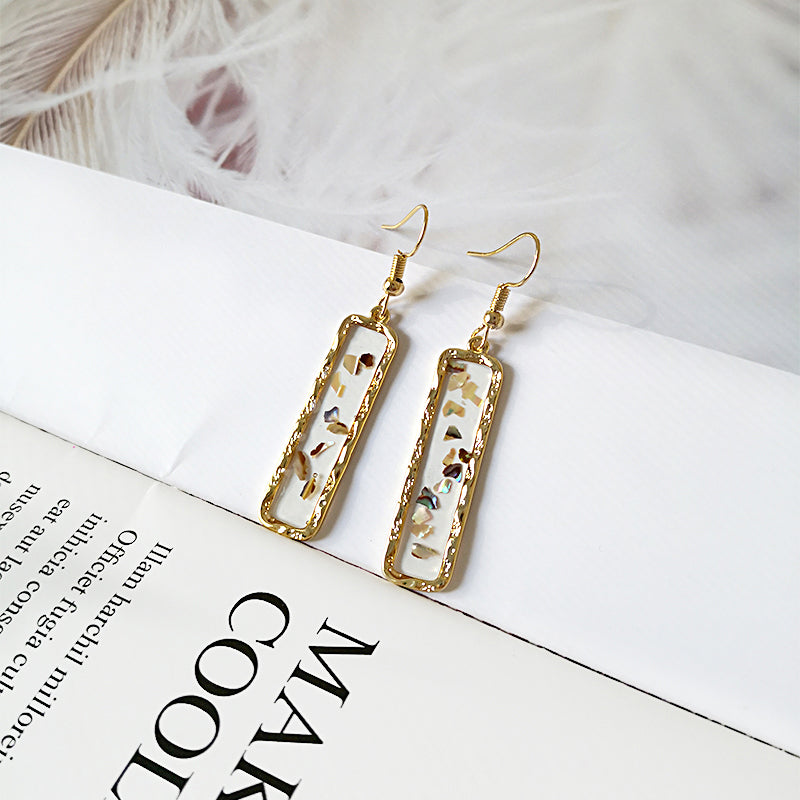 Gold Rectangle Frame Acrylic Earrings - CleoBLVD