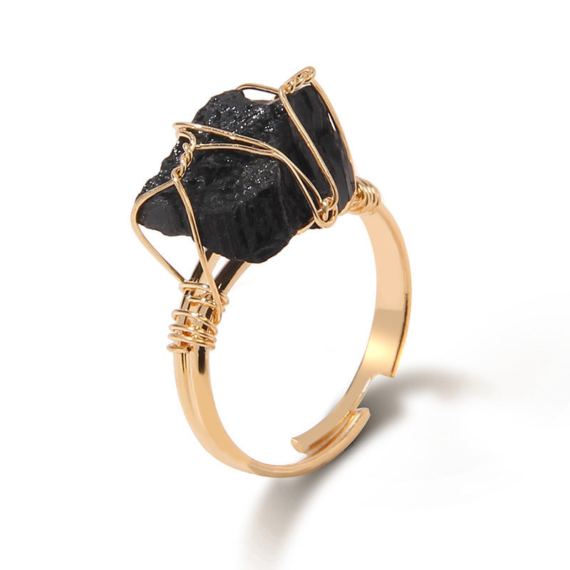 Life of Istanbul night moon Crystal ring - Black Color