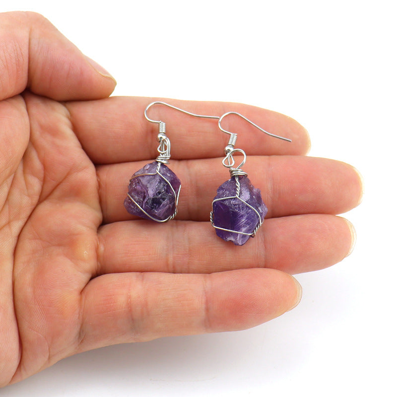 Valentines Natural Quartz Round Drop Earrings