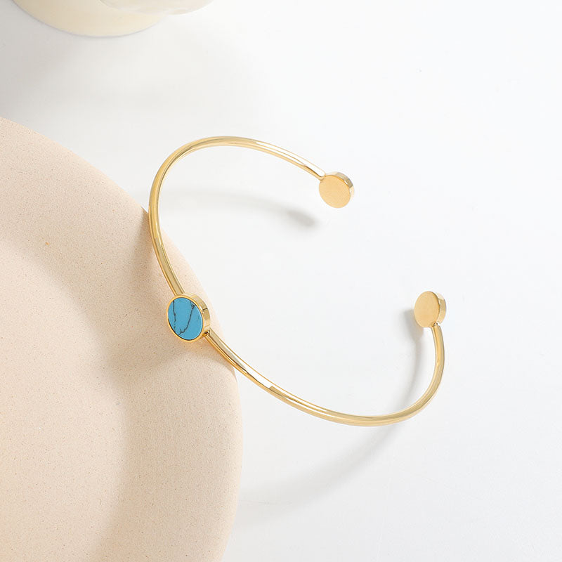 Natural Healer Blue Sea Natural Stone Cuff Bracelet