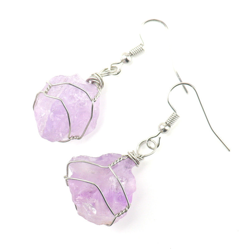 Valentines Natural Quartz Round Drop Earrings
