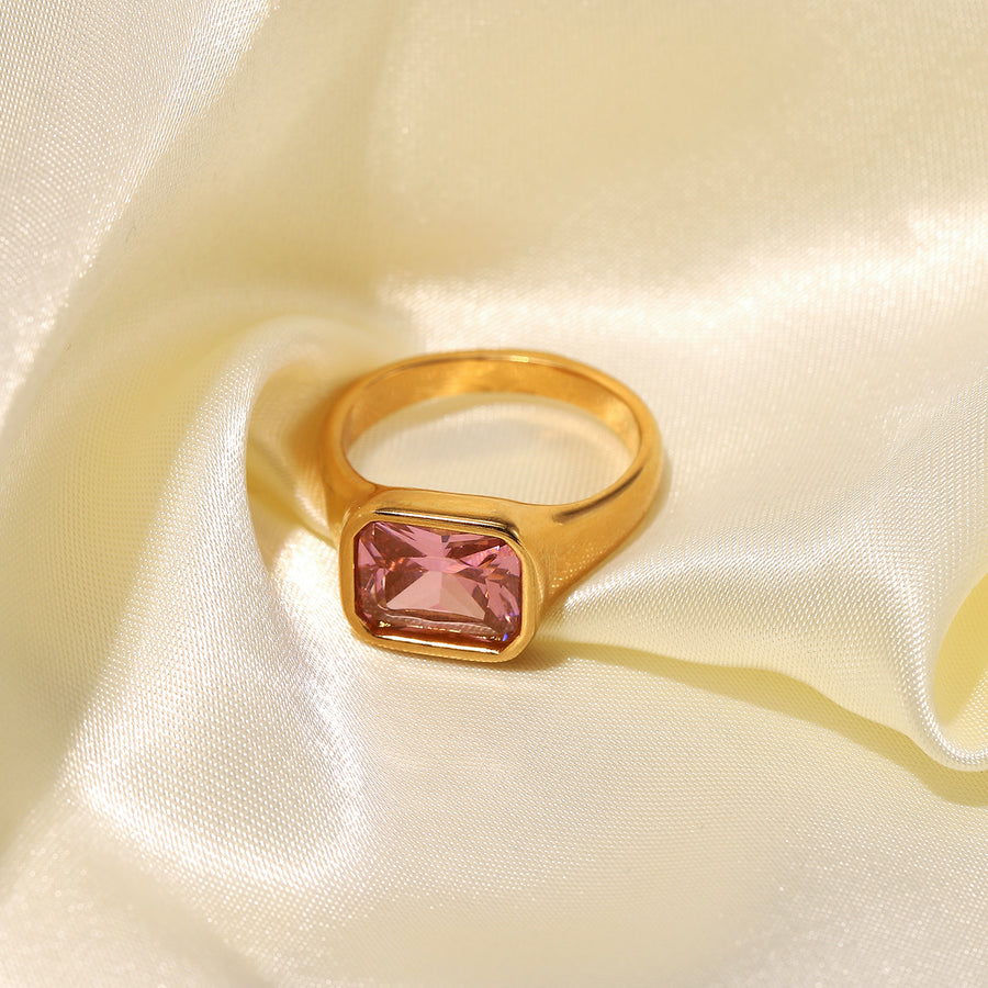 Happiness Square Zircon Ring