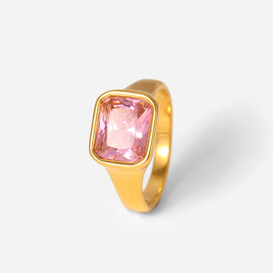Happiness Square Zircon Ring
