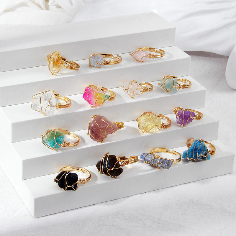 Life of Istanbul night moon Crystal ring - Ocean Blue Color