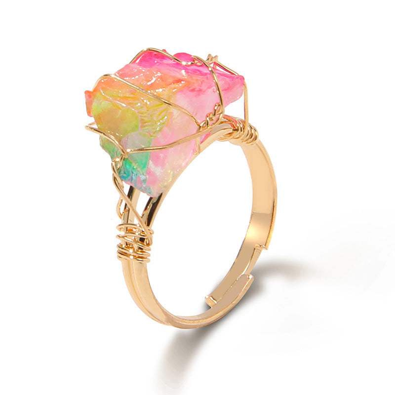 Life of Istanbul night moon Crystal ring - Rainbow Color