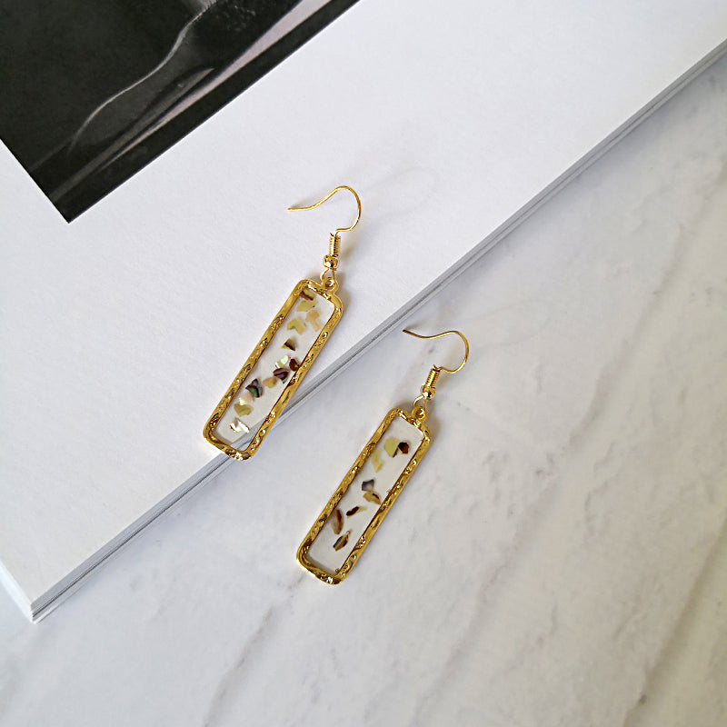 Gold Rectangle Frame Acrylic Earrings - CleoBLVD