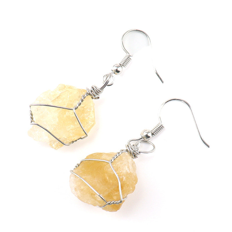 Valentines Natural Quartz Round Drop Earrings