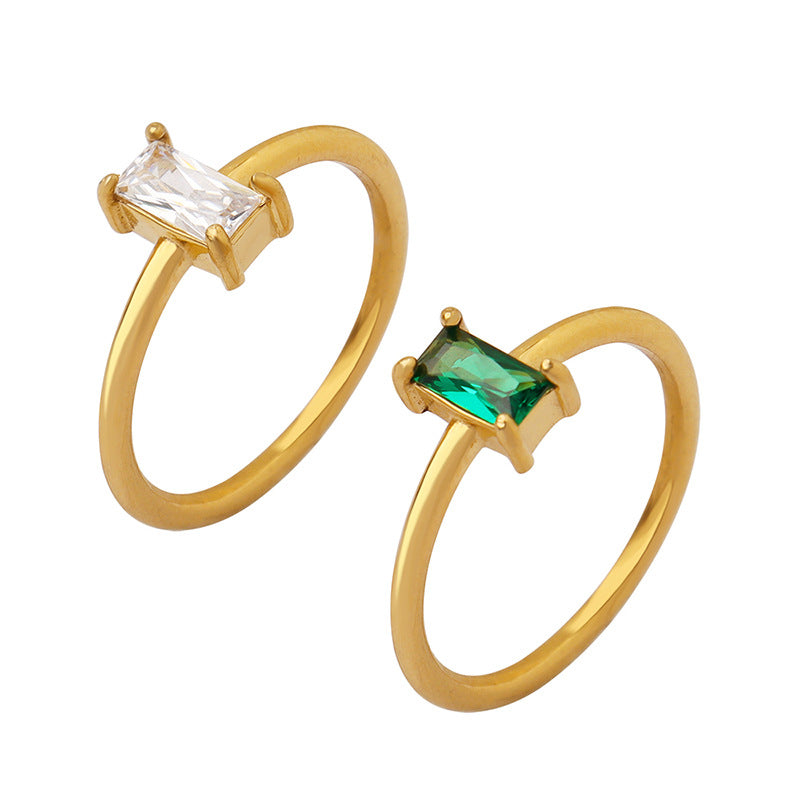 Turin Emerald Clear Natural Stone Cubic Zirconia Ring