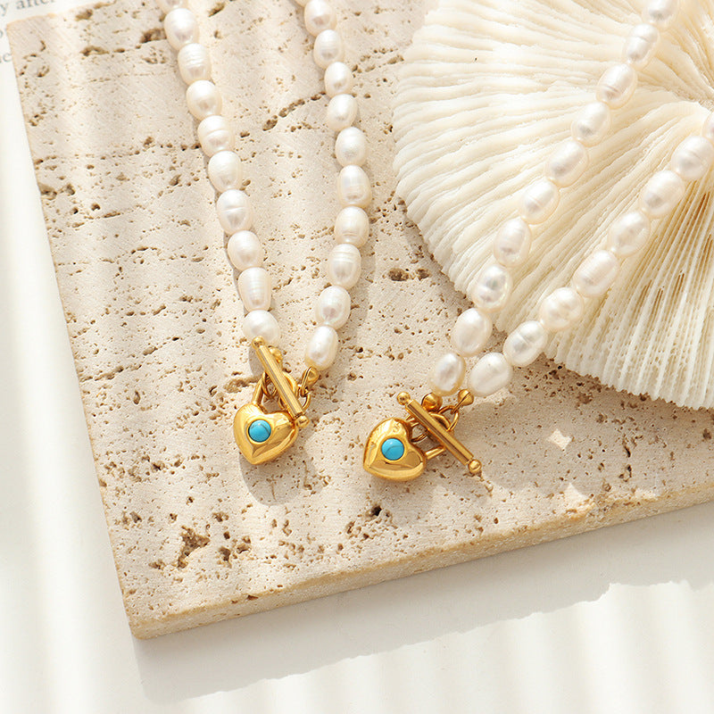 Plated Calaite Heart Pendant Necklace