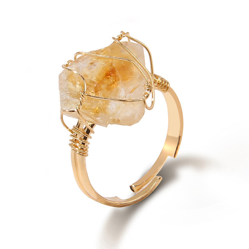 Life of Istanbul night moon Crystal ring - Yellow Color