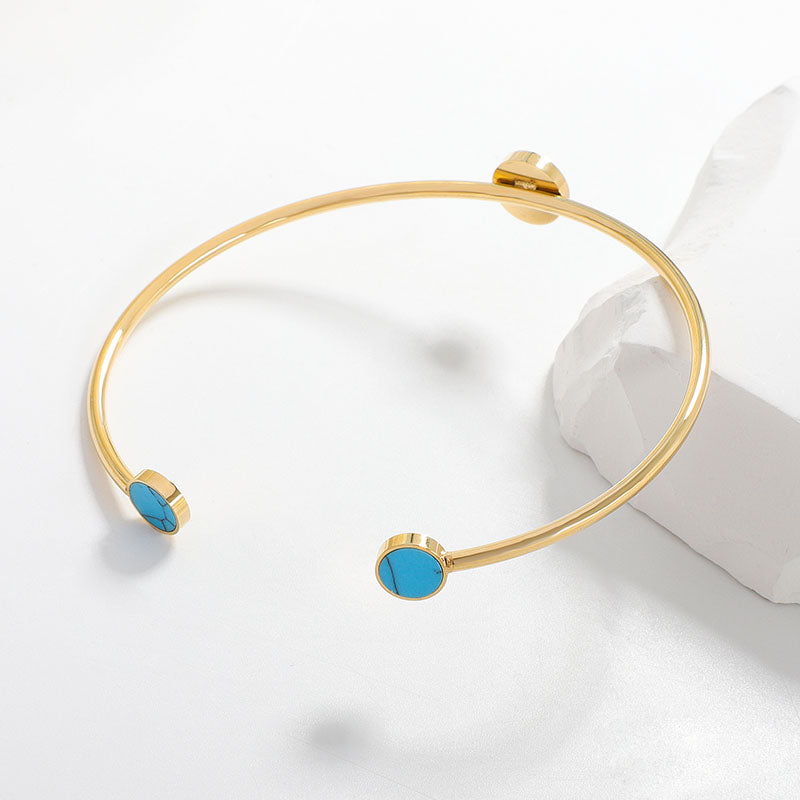 Natural Healer Blue Sea Natural Stone Cuff Bracelet