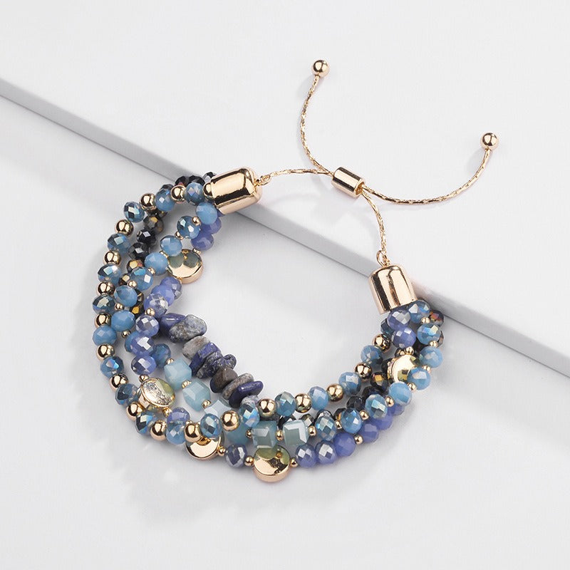 Dainty Glass Turquoise Beads Cuff Bracelet