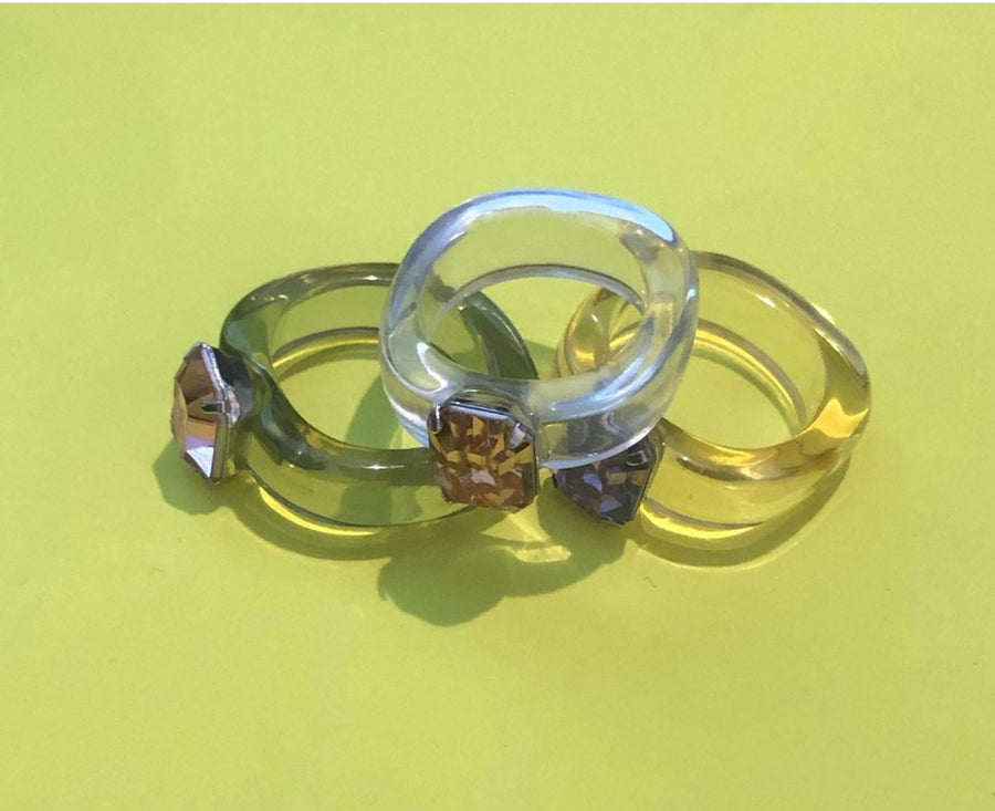 Peridot Retro Neon healing Rings