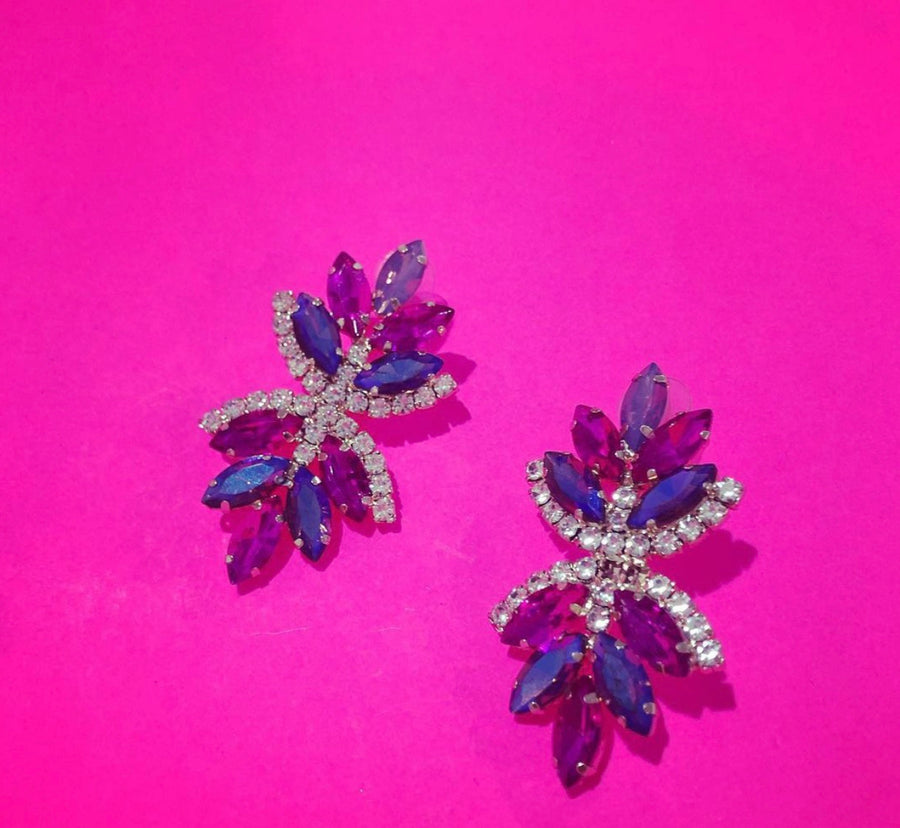 Loving Vibes Amethyst Sapphire Earrings Earrings | Cleoblvd