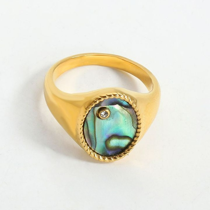 Brilliant Heart of positive turquoise Stone Ring Sea Circle Blue Heart