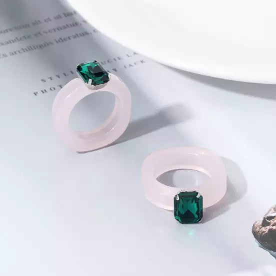 Peridot Retro Neon healing Rings