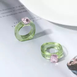 Peridot Retro Neon healing Rings